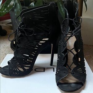 Aldo Black Cutout Lace-Up Heels